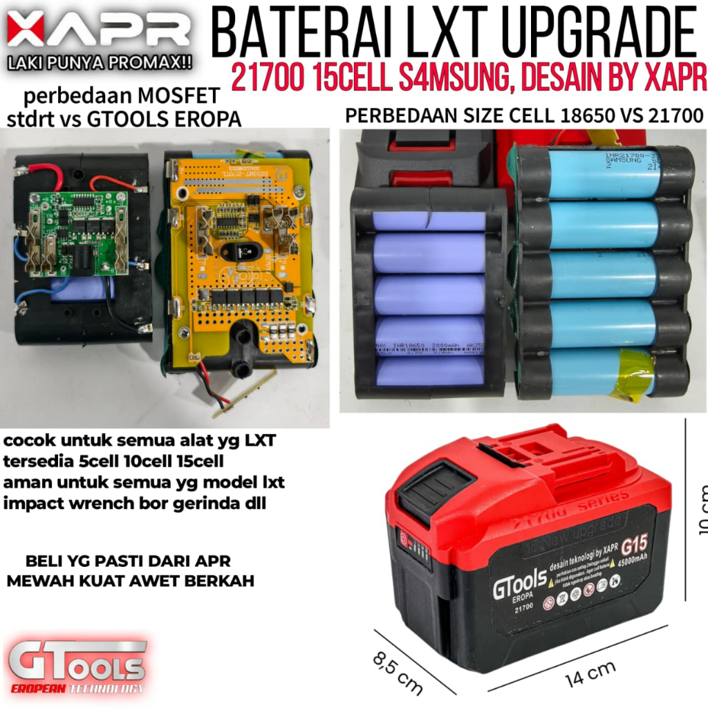 GTOOLS G15 Baterai  Bor Impact For Lithium Tools Batre Impact, Bor, Gerinda Baterai 15CELL