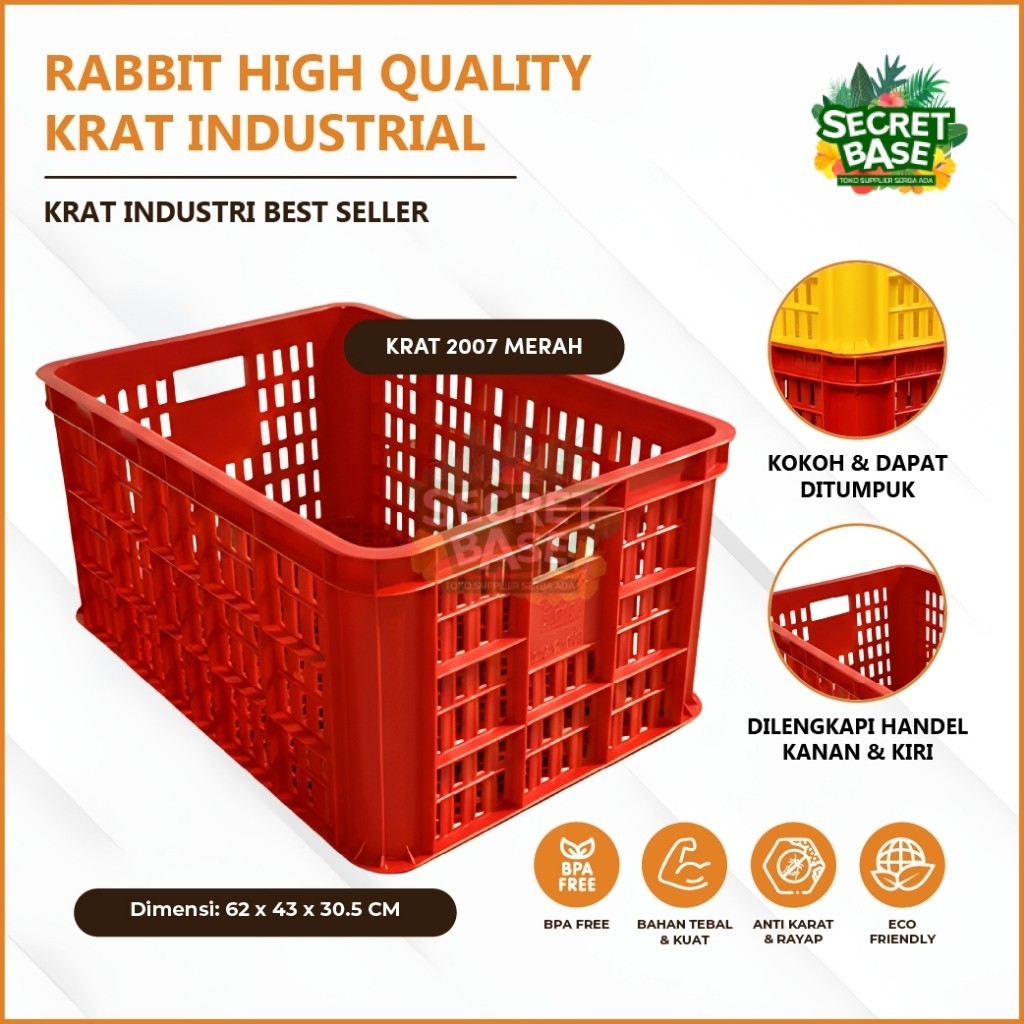 RABBIT HIGH QUALITY KRAT INDUSTRIAL 2007 - Keranjang Serbaguna / Krat Industri Tebal