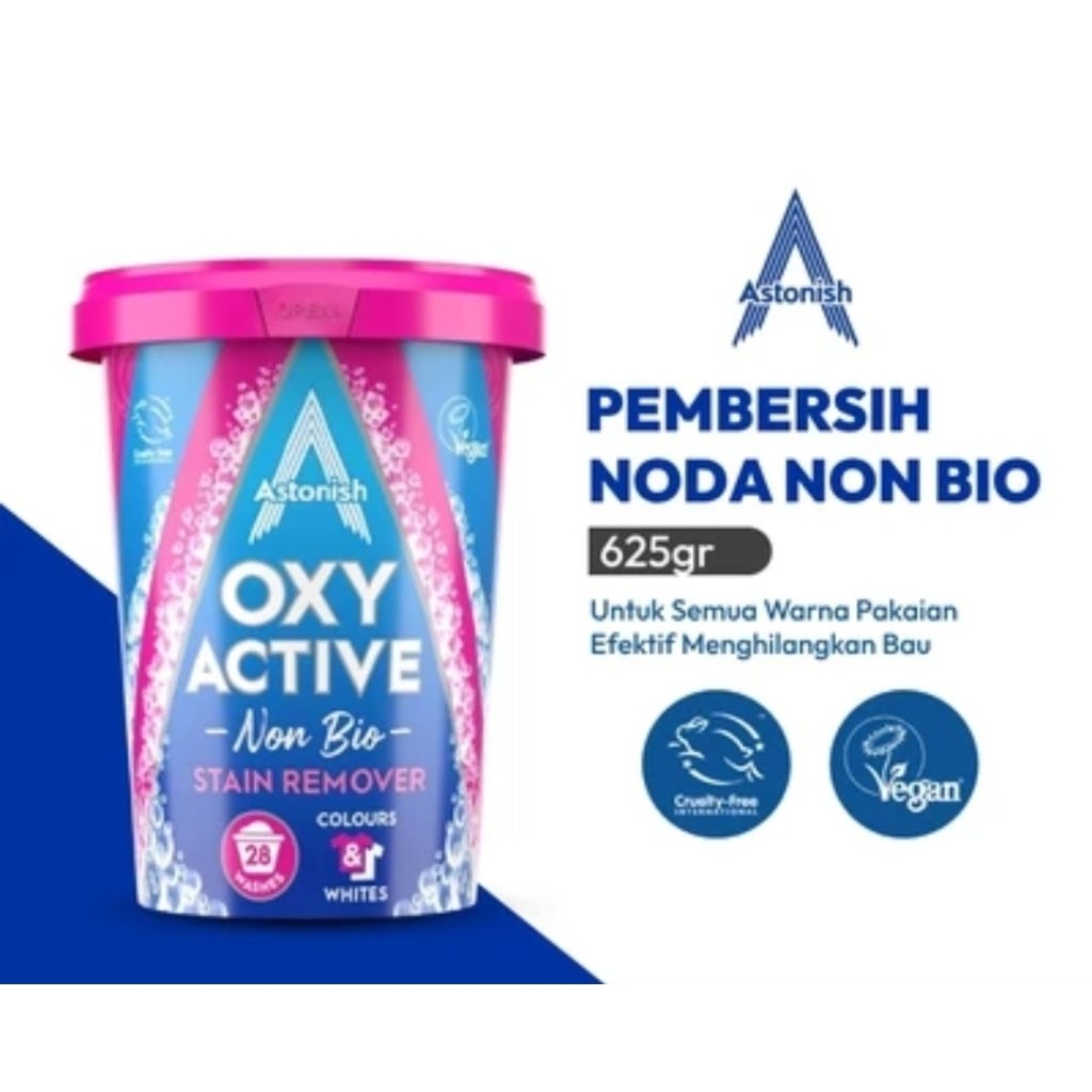 Astonish 625 Gr Oxy Plus Non Bio Active Deterjen Penghilang Noda Stain Cloth Remover Sabun Bubuk Pak