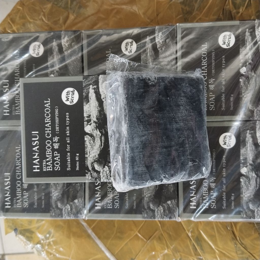 Sabun Batang Hanasui 60gr - Bamboo Charcoal, Aloe Vera, White Rice