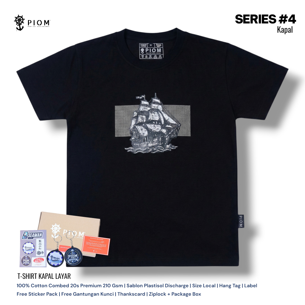 PIOM Kaos Pelaut Seafarer Indonesia Premium Cotton Combed 20s Sablon Manual Plastisol Tebal nyaman -