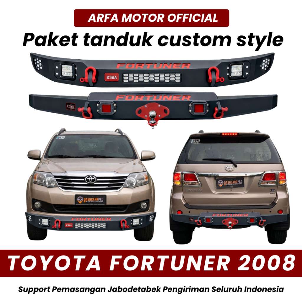 PAKET TANDUK DEPAN TOWING BELAKANG FORTUNER 2008 CUSTOM PENGAMAN PELINDUNG BEMPER ANTI KARAT