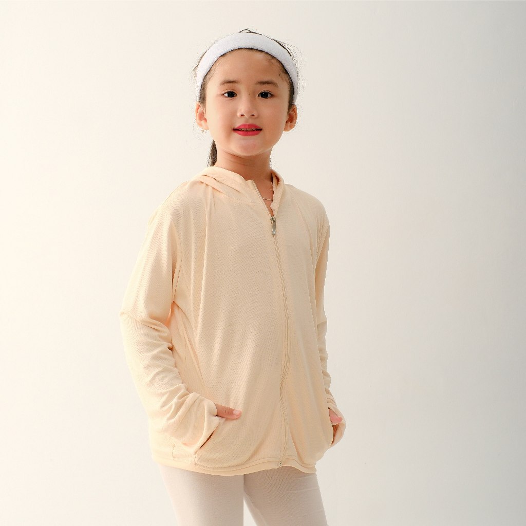 Jaket Outerwear Anak Unisex 3-14 Tahun - Jaket Anti UV & Sun Protection Long Sleeve Mesh AIRism Hood