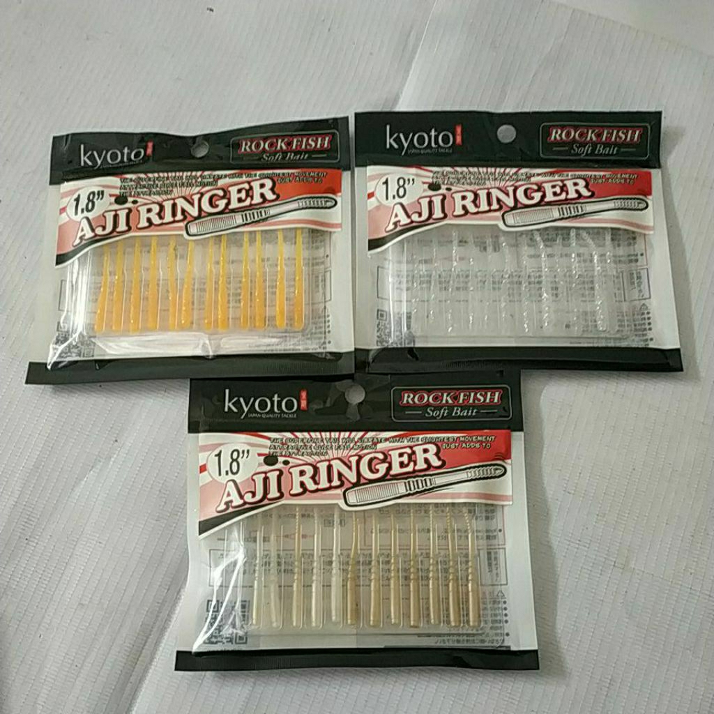 Kyoto soft lure Aji Ringer 1.8" Rockfish Soft Bait orange putih susu putih glitter umpan casting