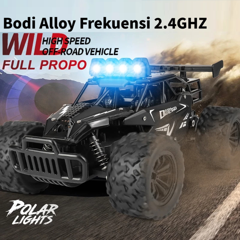 RCMobil Offroad Full Propo 2.4GHZ dengan Lampu LED Bodi Alloy Mobil Remote Control Full Propo
