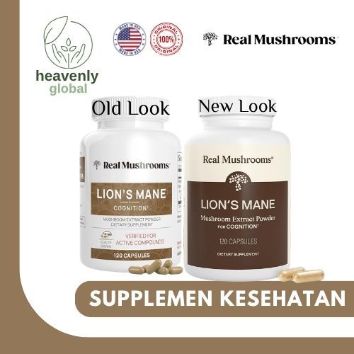 Real Mushrooms Lion's Mane Cognition, Mushroom Extract Powder- 120 Capsules, Non-GMO & Gluten Free