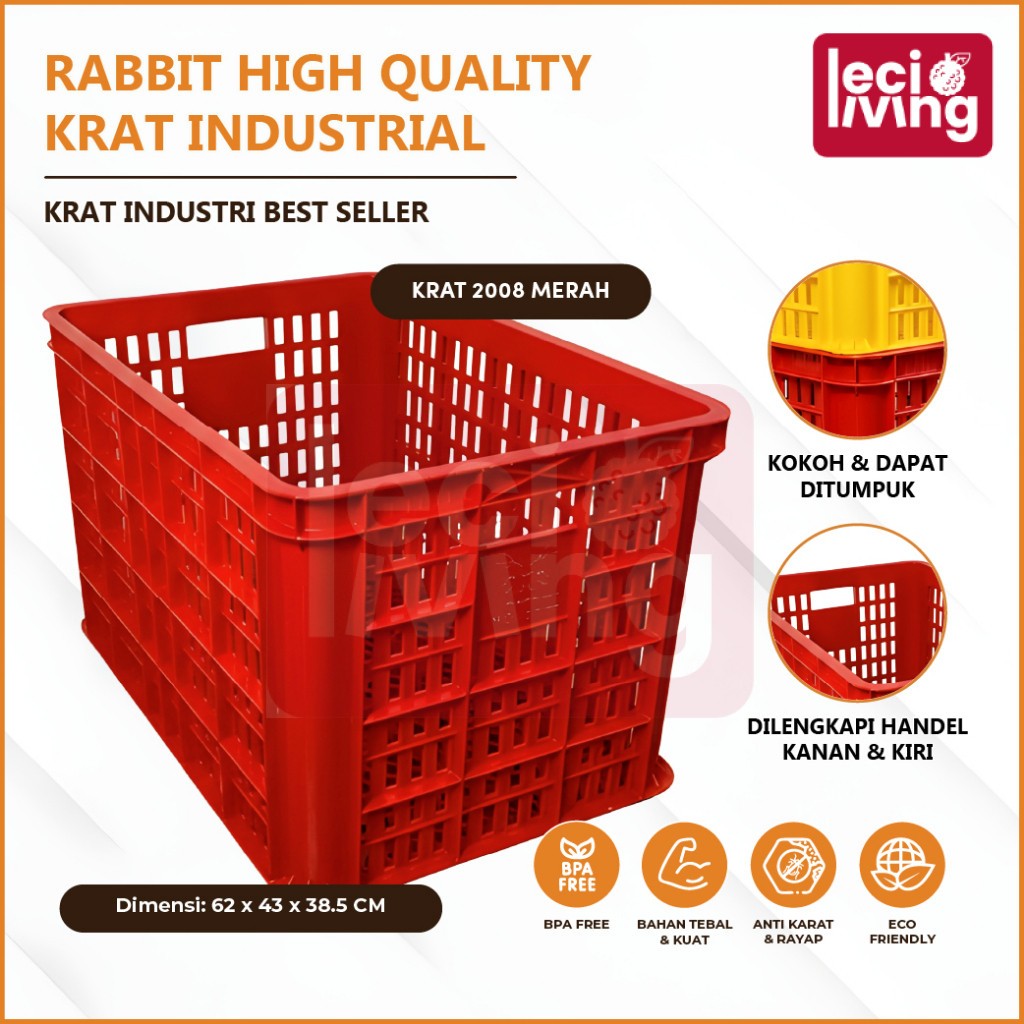 RABBIT HIGH QUALITY KRAT INDUSTRIAL 2008 Keranjang Serbaguna / Krat Industri Tebal