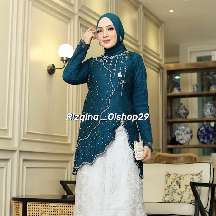 Baju Kebaya Wanita Modern Ghania / Kebaya Wisuda Mewah / Kebaya Brokat Mewah /Atasan Kebaya kekinian