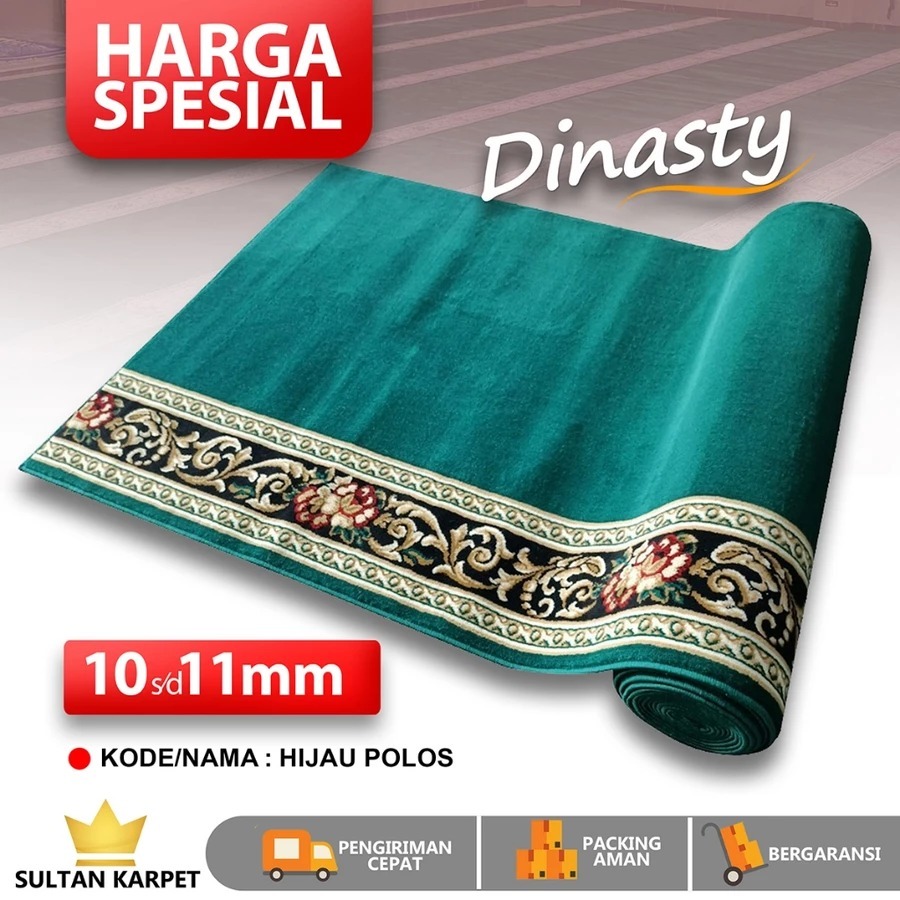 Sultan Karpet - Karpet Dinasty - Karpet Masjid Dinasty Tebal 11mm (Hijau Polos) - Karpet Meteran - S