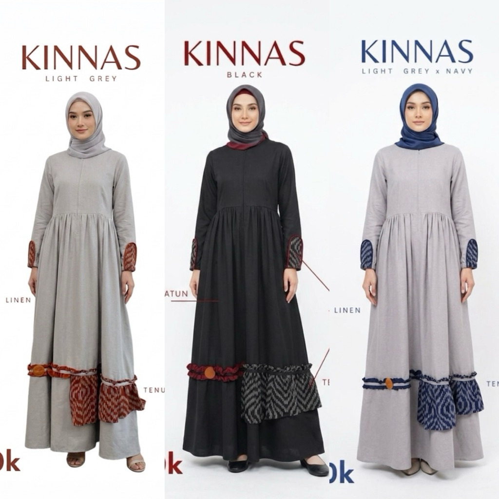 Kinnas Dress By Zisheeri | Gamis Zisheeri Terbaru | Gamis Tenun Zisheeri | Gamis Tenun Kombinasi | G