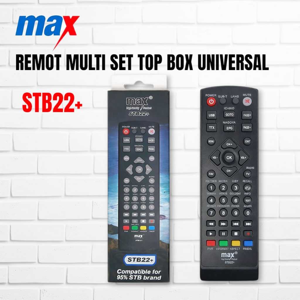 REMOTE MULTI SET TOP BOX MAX STB22+ Remot STB DVB T2 Universal Terlengkap