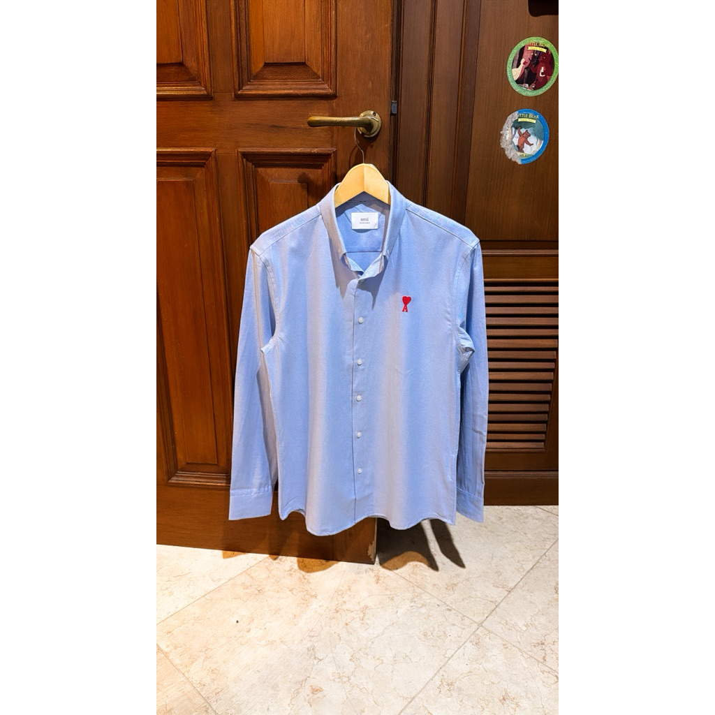 Kemeja AMI Paris Alexandre Mattiussi Soft Blue Oxford Shirt Biru size M