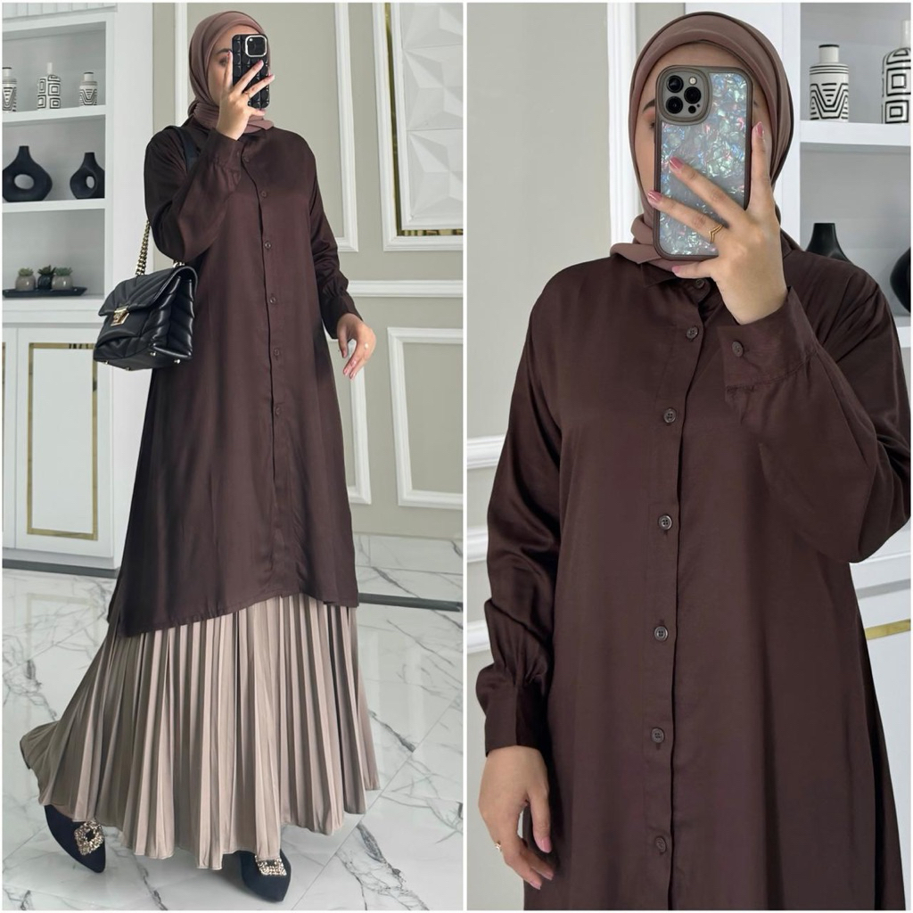 BESTPROMO AQILA tunik by ZALFA OUTFIT / Baju Atasan Wanita muslim Tunik kerja kuliah basic polos