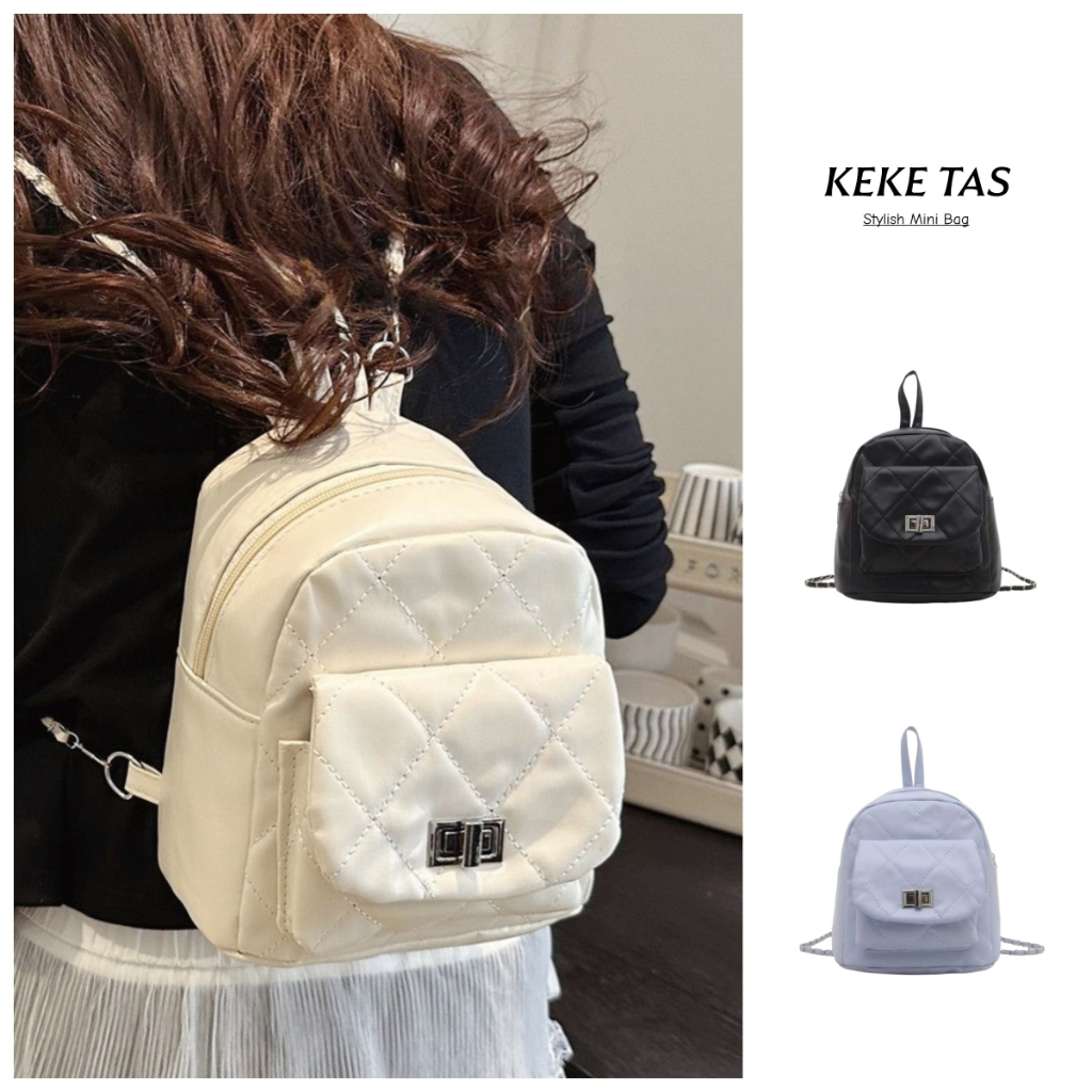 COD Ransel Mini Wanita Fashion Korea Rantai Backpack Premium Cantik Simple Elegan Impor Terbaru Tas 