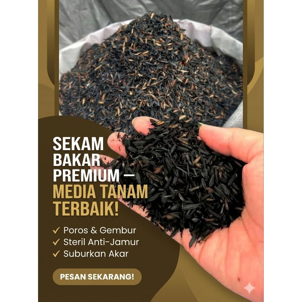 Sekam Bakar Karung 25 Kg - Media Tanam Steril, Tingkatkan Kesuburan Tanah
