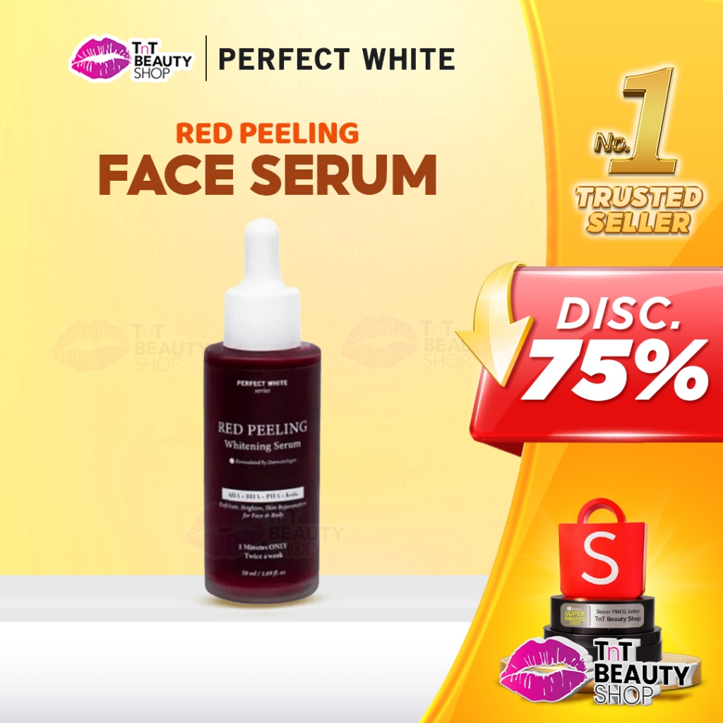 PERFECT WHITE Red Peeling Whitening Serum 50ml with AHA BHA PHA Kojic Acid for Face and Body | Eksfo