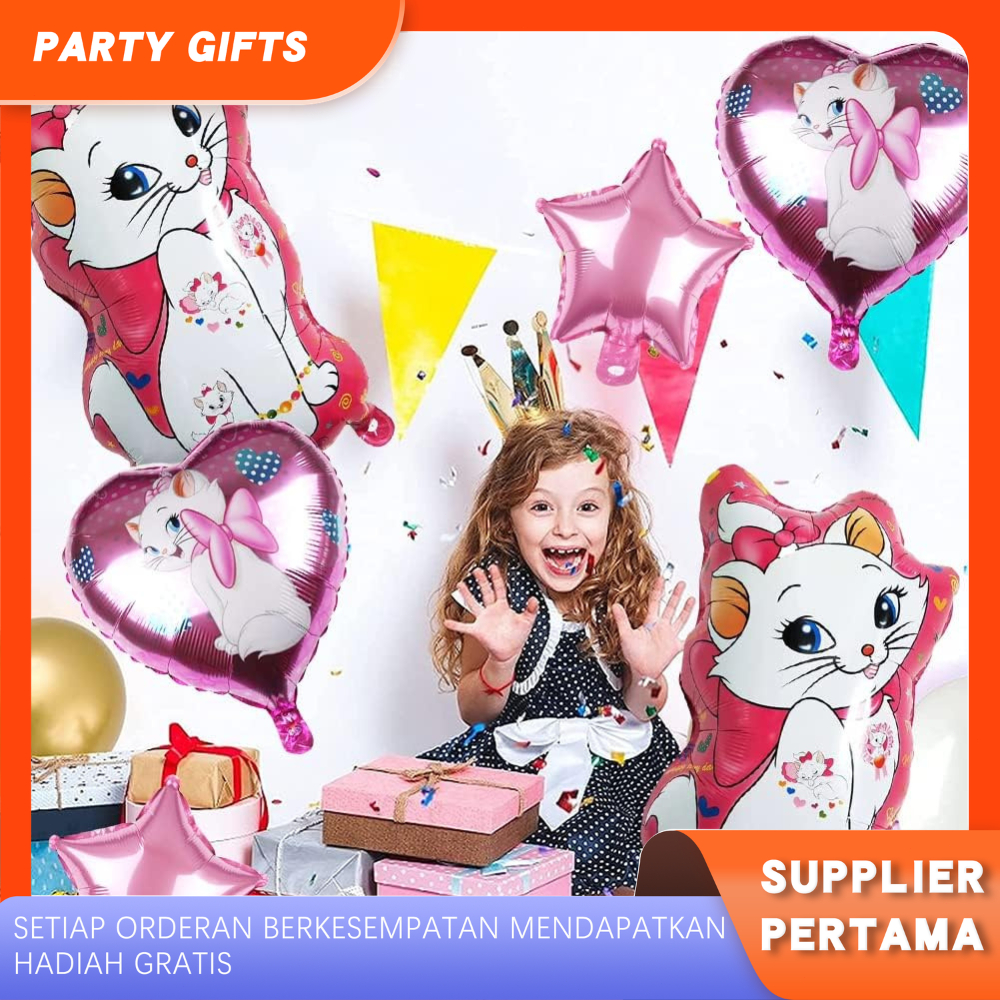 Balon Foil Tema Marie Cat – Dekorasi Ulang Tahun Anak Perempuan