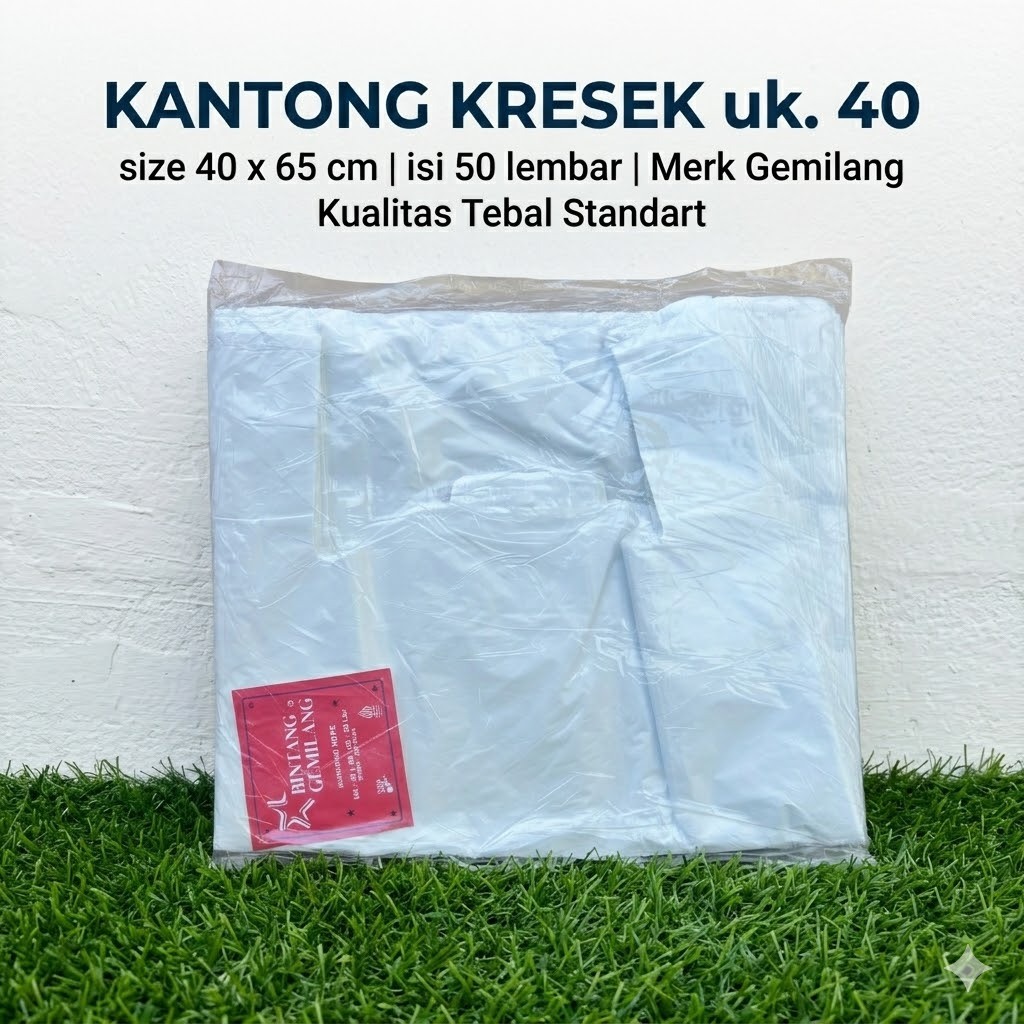 [50 lembar] Kresek size 40x65 cm | Kantong Kresek Putih/Hitam | Kantong Kresek Besar