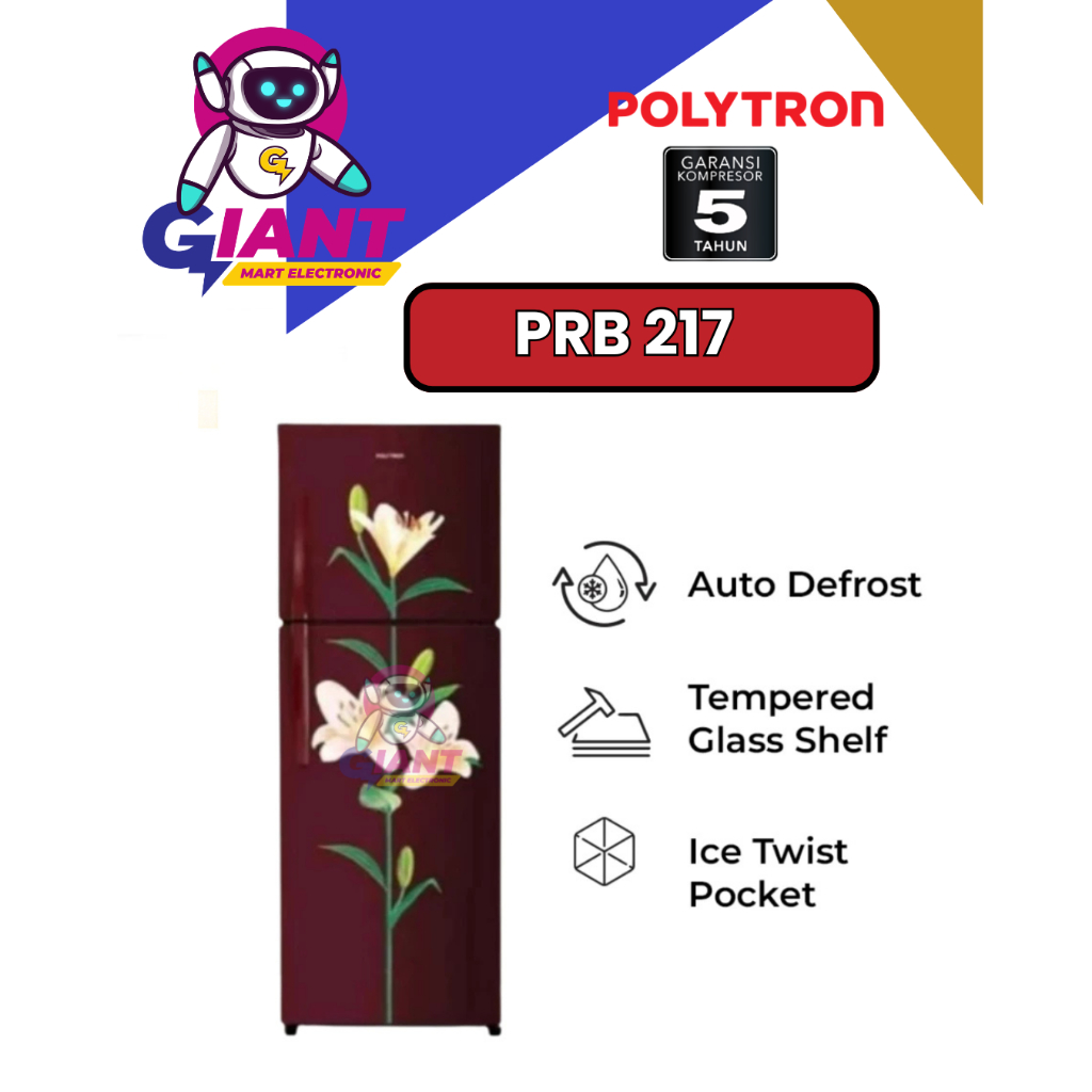 KULKAS 2 PINTU POLYTRON PRB 217 / PRB217 / PRB-217 210 LITER