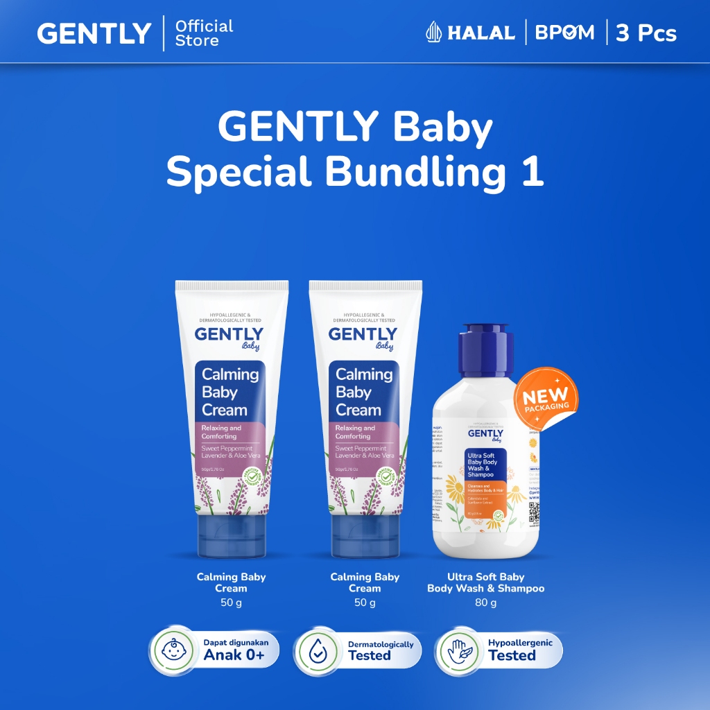 GENTLY Baby Special Bundling 1 | Paket Calming Baby Cream 50 g Krim Bayi Nyaman untuk si Kecil 2 Pcs