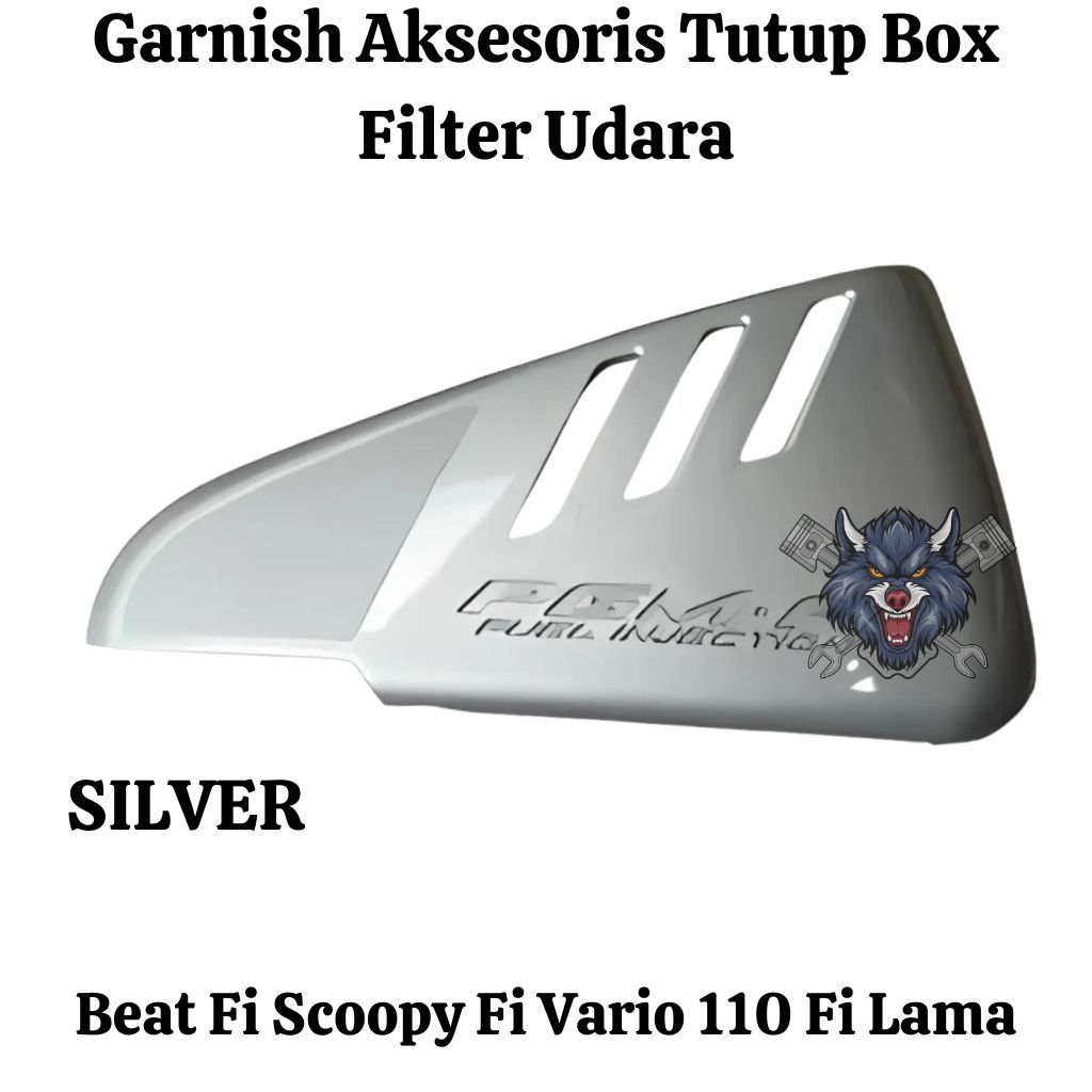 Garnish Aksesoris Tutup Box Udara Filter Beat Fi Scoopy Fi Vario 110 Fi Lama Silver