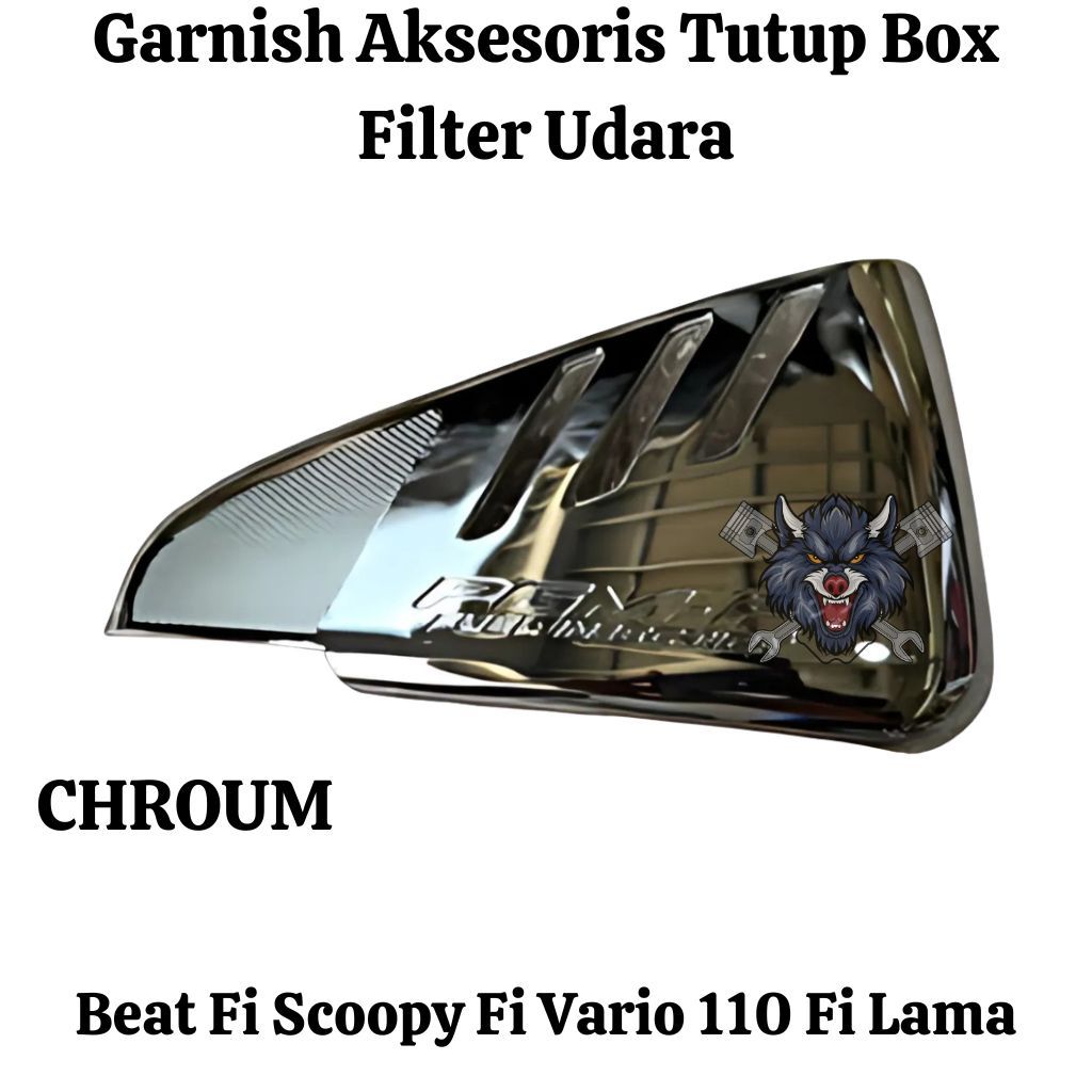 Garnish Aksesoris Tutup Box Udara Filter Beat Fi Scoopy Fi Vario 110 Fi Lama Chroum