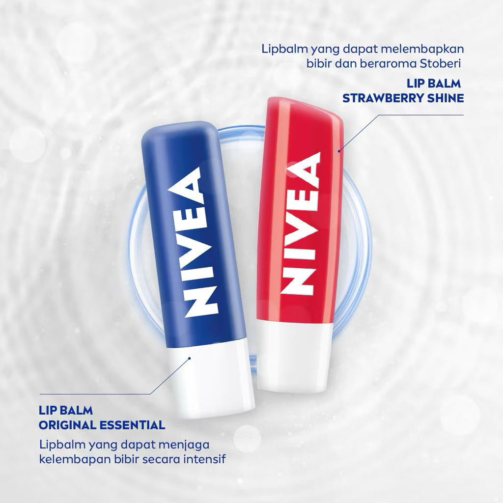NIVEA LIP CARE / NIVEA LIP BALM / NIVEA LIP BALM STRAWBERRY / NIVEA LIP BALM ORIGINAL