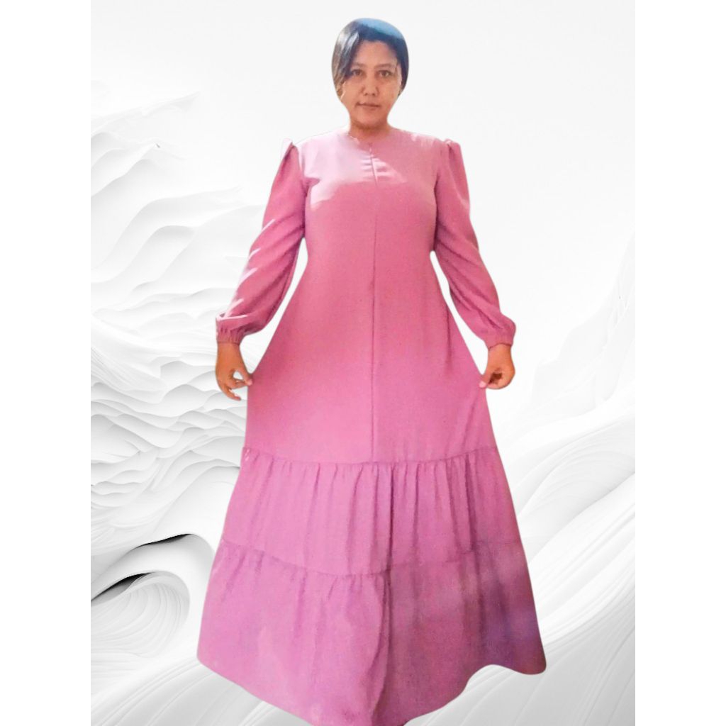 pola gamis model rok kerut bawah