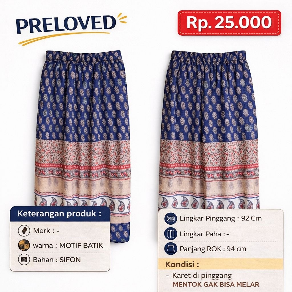 PRELOVED SUDAH CUCI GOSOK - ROK PANJANG/ROK SPAN/ROK BATIK/ CELANA BUNGA/CELANA PENDEK/HOTPANS/ CELA