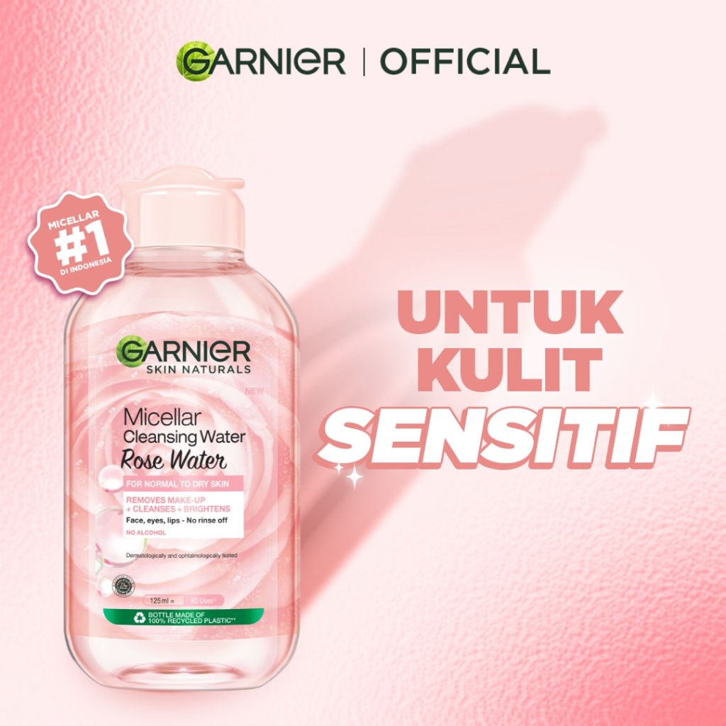 Garnier Micellar Rose Water Cleanse & Glow Skin Care 125ml (Make Up Remover Dengan Air Mawar) | Coco