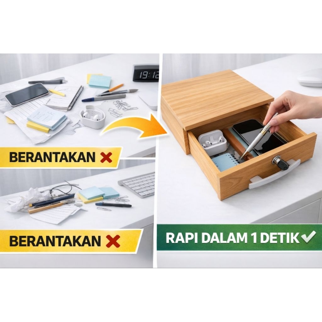 Laci Tunggal Laci Tanpa Sekat/sekat6/sekat5/ Laci Meja Portable Serbaguna Free kardus + bubblewrap