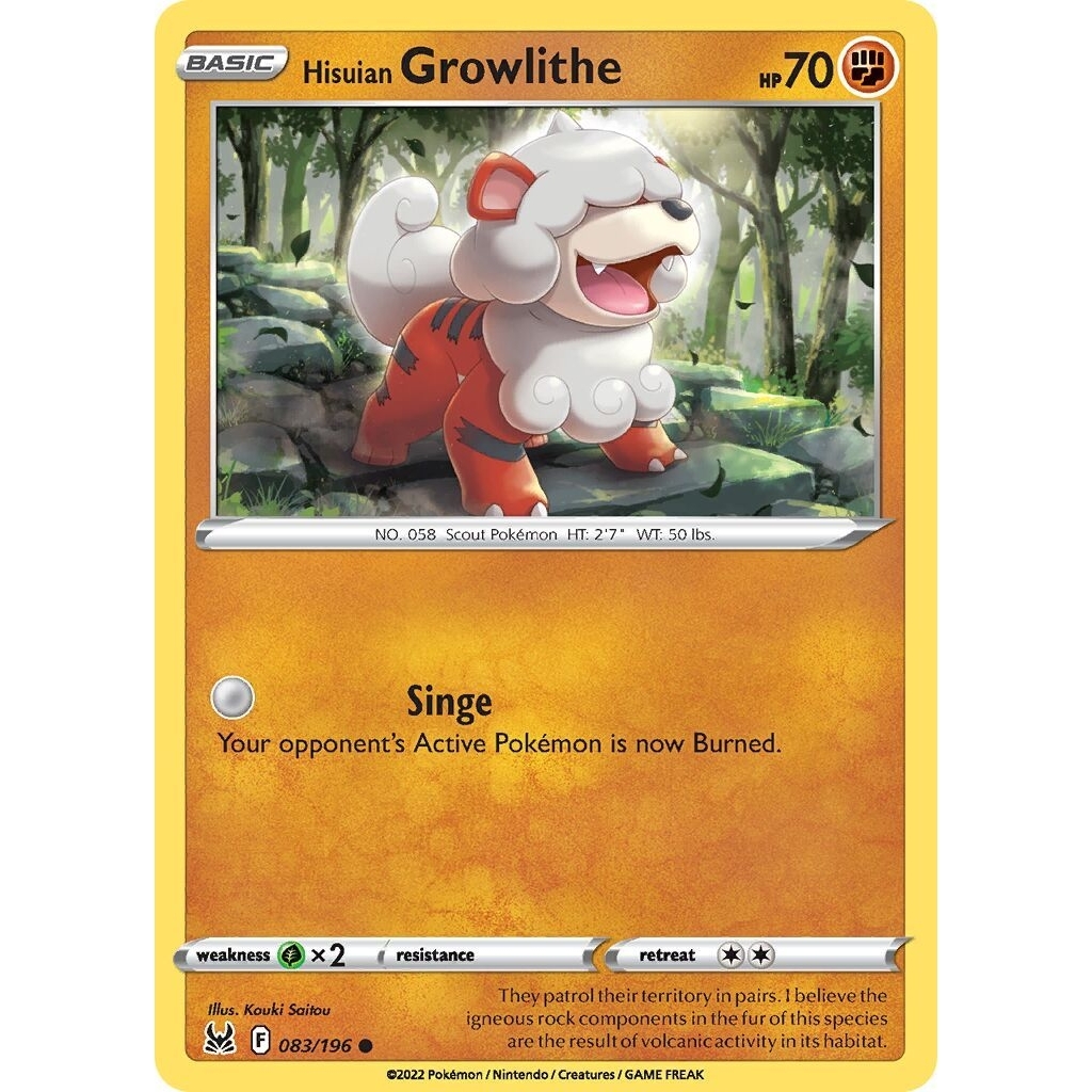 Tcg Pokemon Hisuian Growlithe Log 2022 Eng