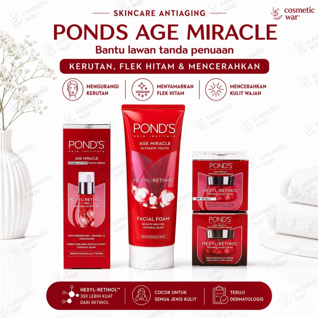 paket hemat ponds age miracle antiaging kerutan penuaan flek hitam mencerahkan