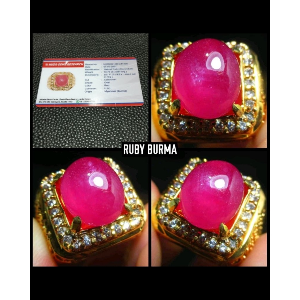original 100% batu permata ruby delima star burma myanmar ya