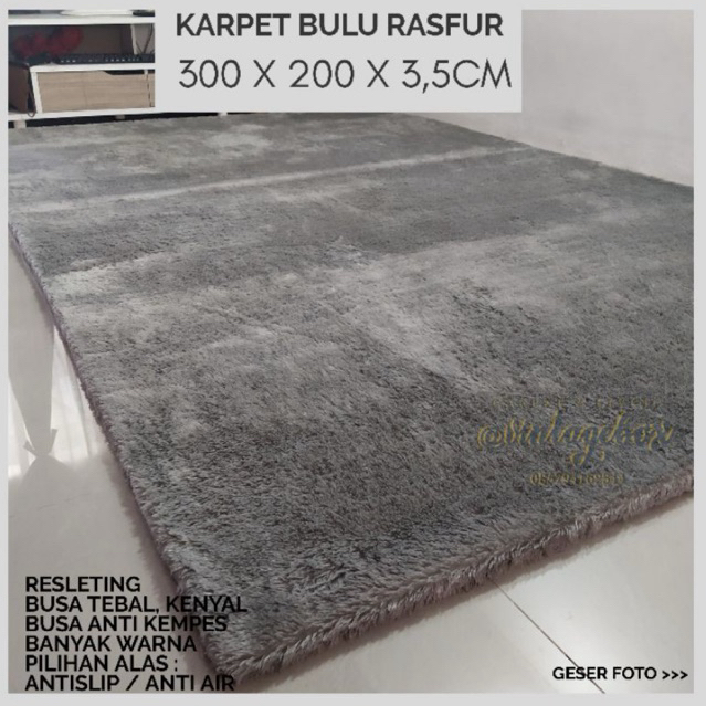 [ JUMBO 300x200 ] Karpet Bulu BIG SIZE 3m x 2m Tebal 3,5cm SURPET WOOL RASFUR MEWAH RESLETING Anti r