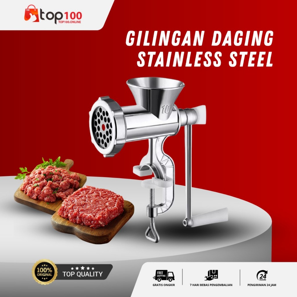 Top100 - Gilingan Daging Stainless Steel Penggiling Daging Gilingan Kacang Manual Aluminium Meat Min