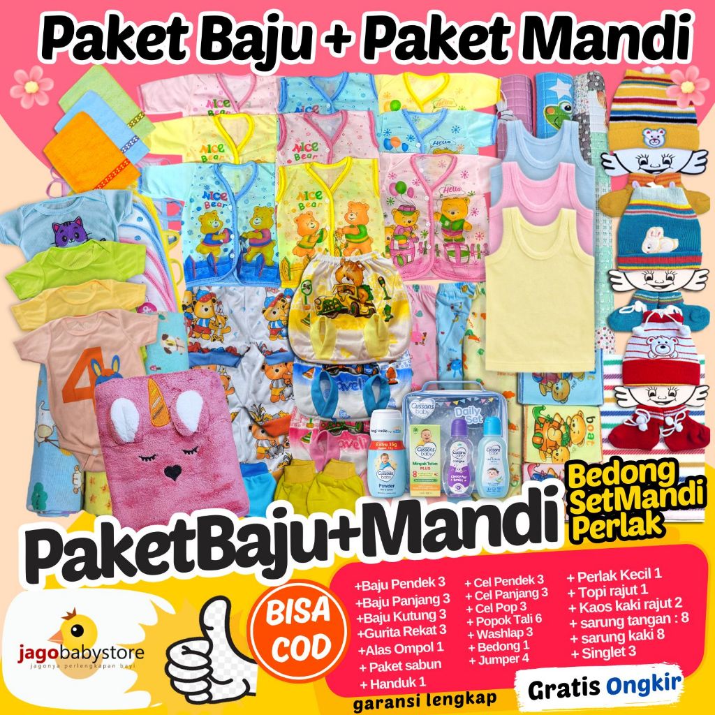 Paket Lahiran Lengkap - Paket Murah Baju Bayi Newborn -  Extra Lengkap dengan Paket Mandi