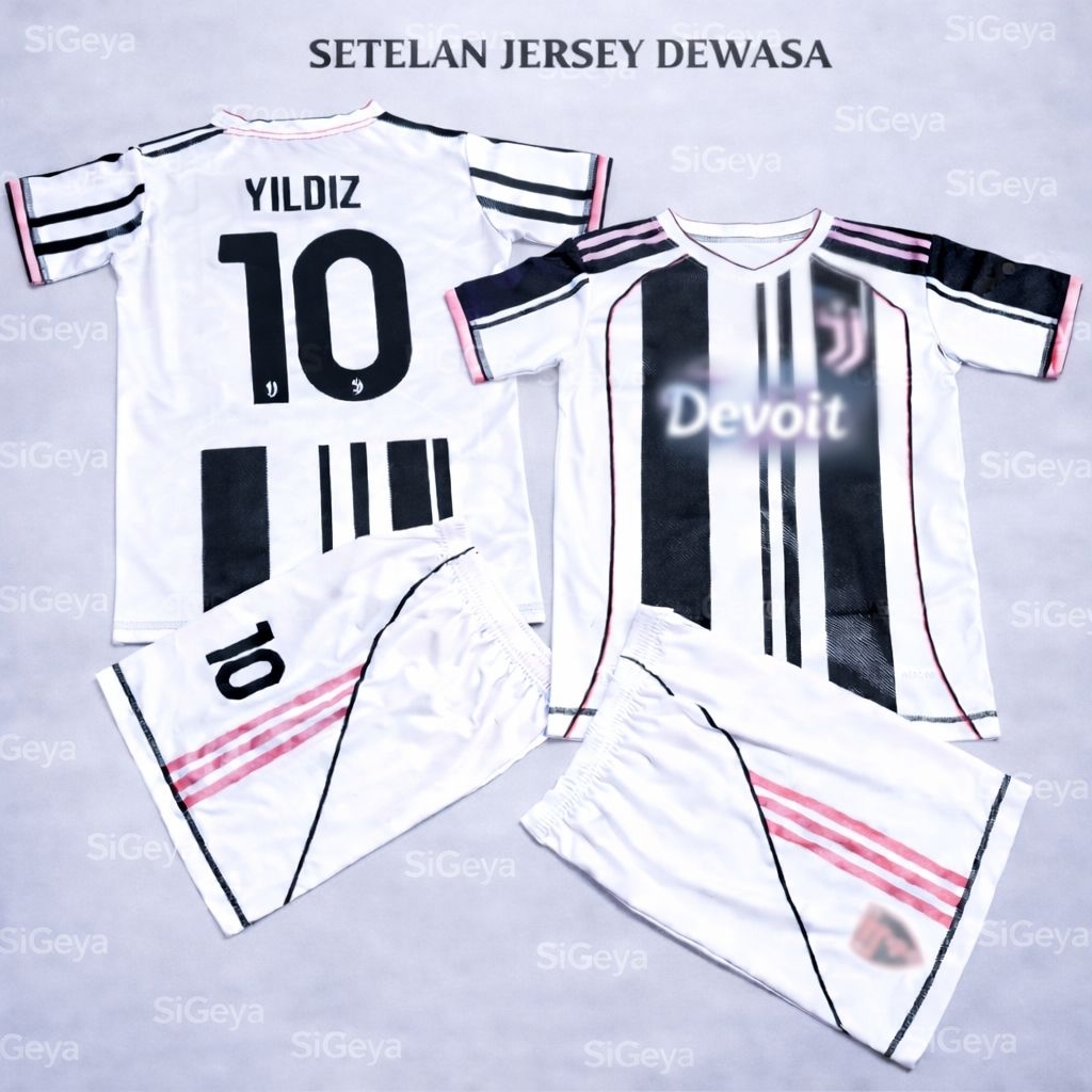 Jersey Juventus Dewasa Home Setelan Bola Pria Wanita Full Set Premium Bahan Adem Nyaman