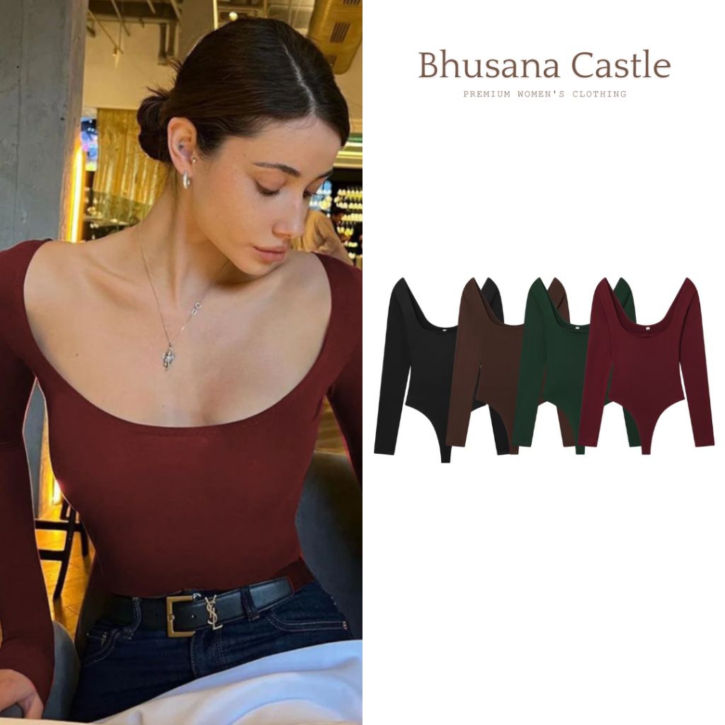 Bhusana Castle 80148 sexy square neck bodysuit / atasan wanita