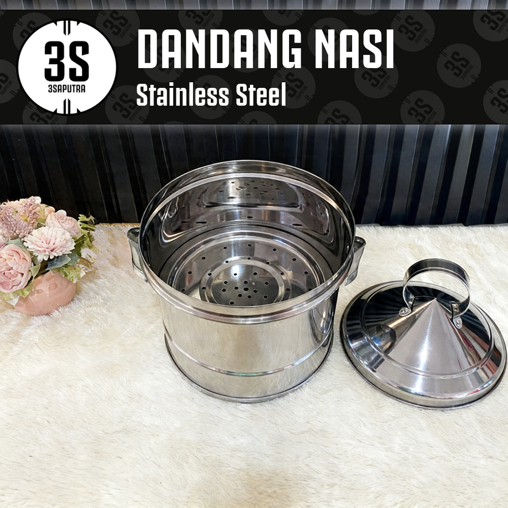 DANDANG NASI STAINLESS STEEL SABLUKAN STEAM PANCI KUKUS SARINGAN KAPASITAS 2 3 4 5 6 7 8 10 KG BERAS