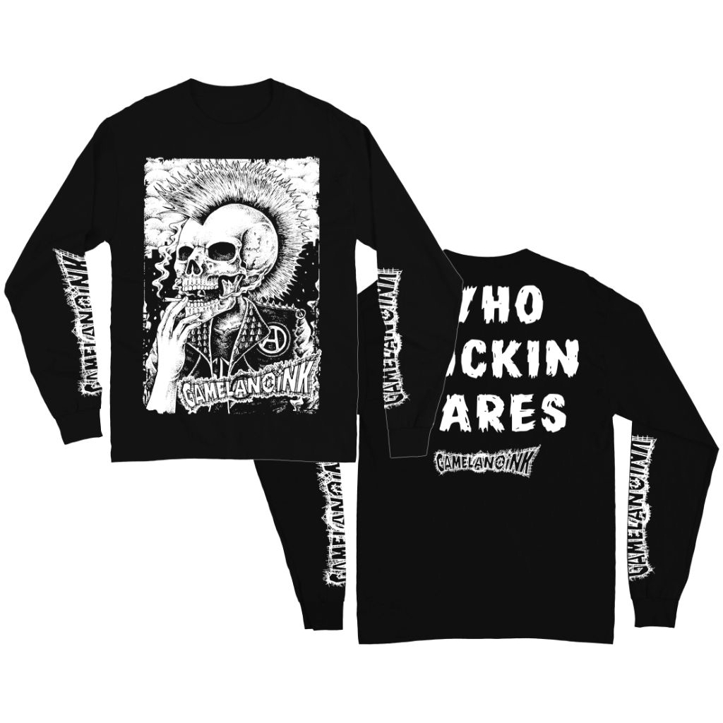 Kaos Band Punk Lengan Panjang Gamelanoink - Who Fucking Cares hitam