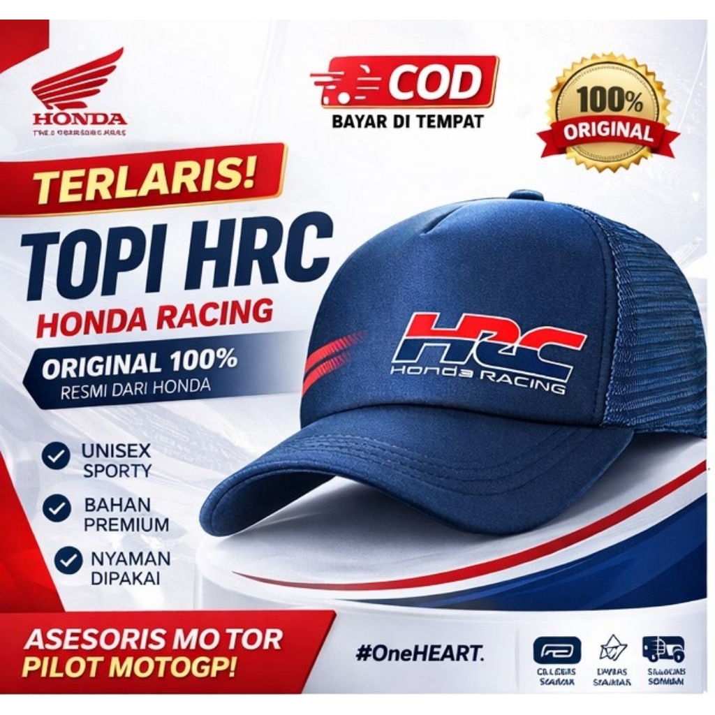 TOPI HRC HONDA RACING ORIGINAL 100% – TOPI MOTOR SPORTY PRIA WANITA PREMIUM
