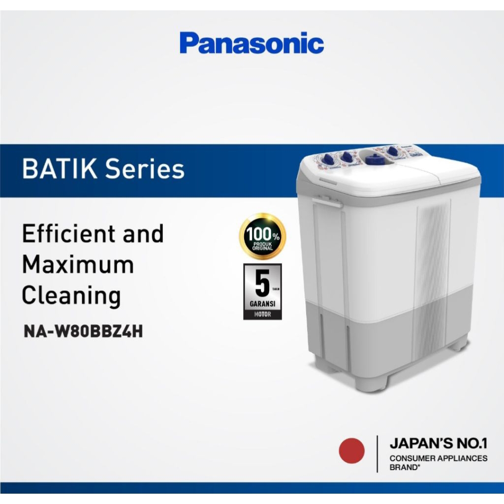MESIN CUCI PANASONIC 8KG NA-W80BBZ4H MESINCUCI 2TABUNG PANASONIC MESINCUCI PANASONIC 2 TABUNG NA-W 8