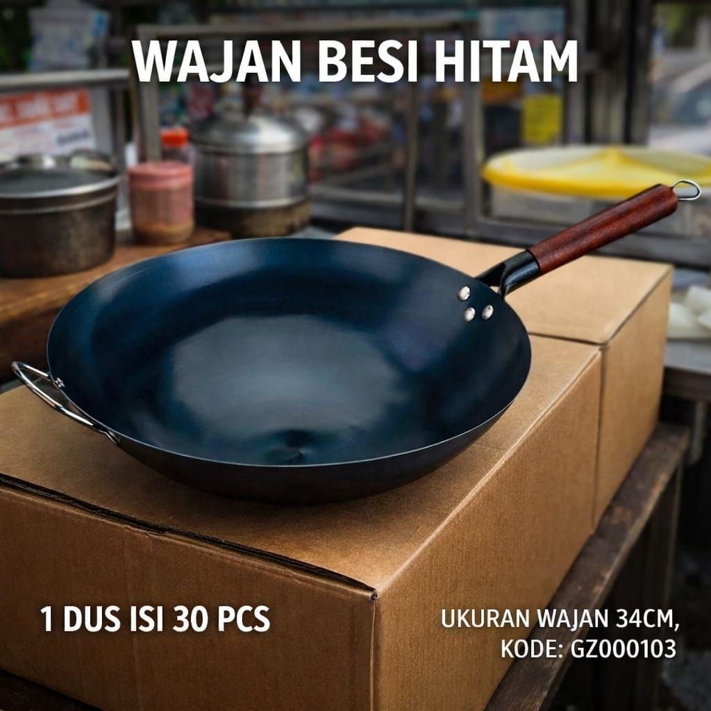 wajan besi hitam nasgor - 34cm| wajan besi hitam nasgor - 32cm | wajan nasi goreng besi