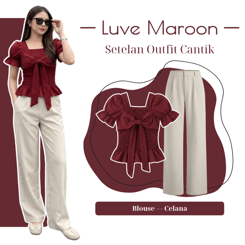 One Set Wanita Remaja | Blouse, Celana | Outfit Cewek 1 Set, Setelan Baju Wanita Kekinian, OOTD