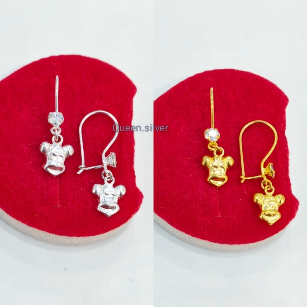 Anting Kait Anak Perak Asli Model Mickey Mouse