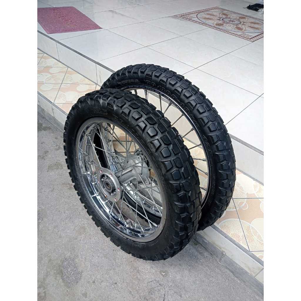 Paket Roda Kawasaki KLX G / KLX S Ukur 16/19 Original Bawaan Motor - Ring 16/19