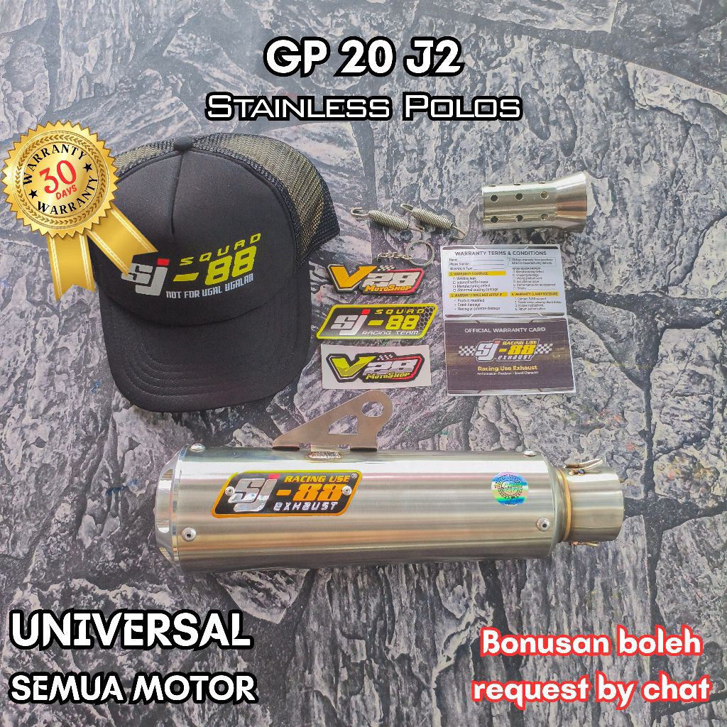 Knalpot SJ88 SILINCER GP 20 J1 / J2 Stainless Polos Silinser Original SJ-88 Racing Exhaust Slinser S
