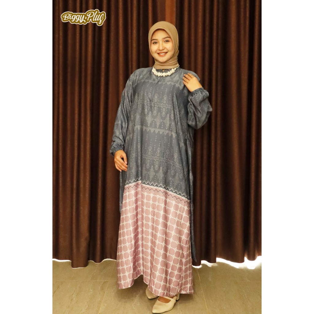 BIGGYPLUS - Gamis Jumbo Sultan Dress Gamis Bigsize Bahan Armani Silk Gamis Lebaran Model Terbaru Kek