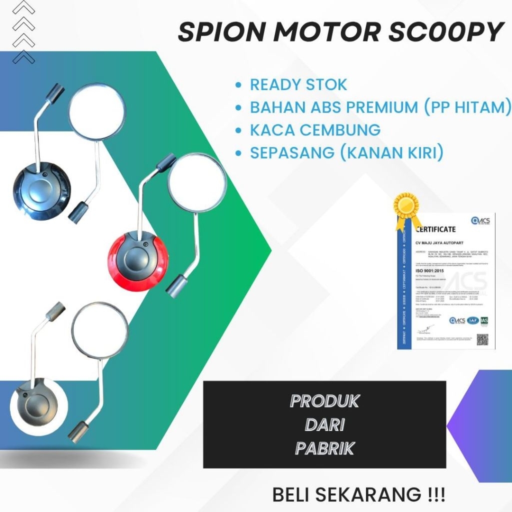 Spion HONDA SCOOPY Model Standar Spion SCOOPY MERAH Kaca Spion Motor / Spion SCOOPY